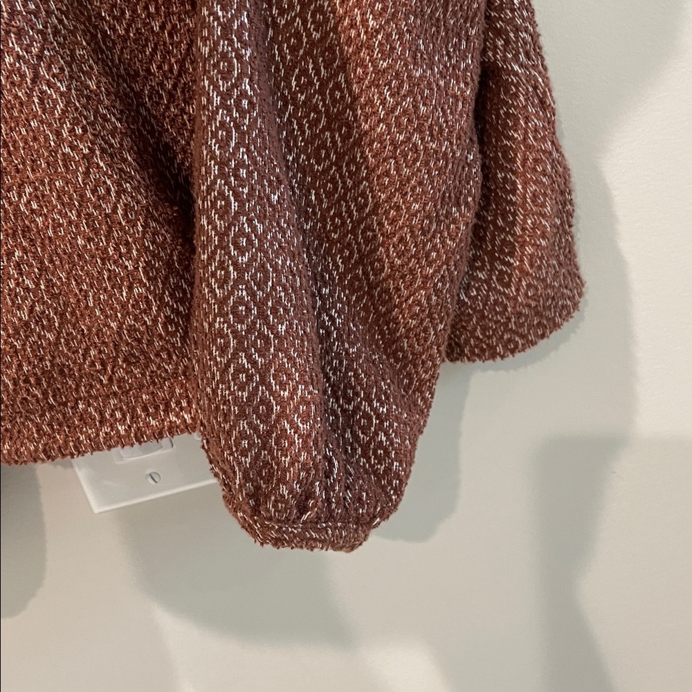Madewell Rust Patterned Puff sleeve Top Size Xs - Picture 6 of 10